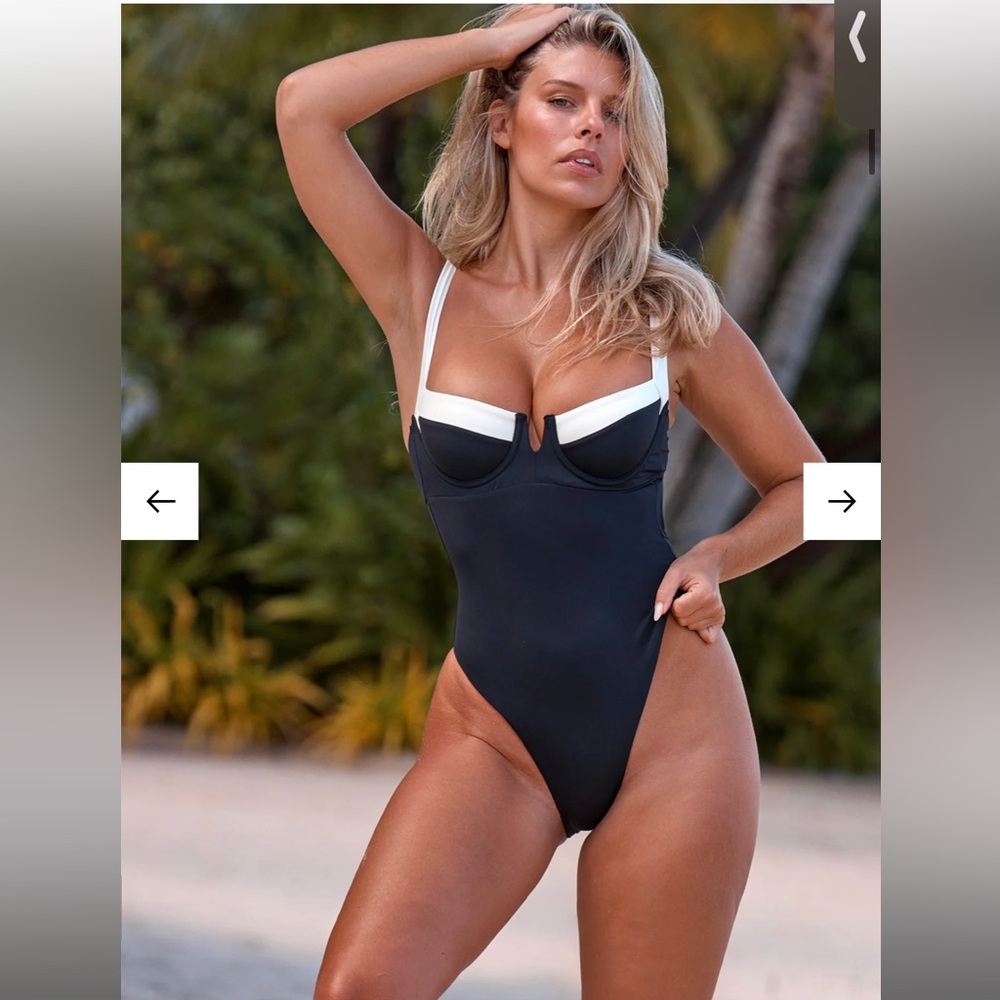 Black and white Monday Swimwear one piece swimsuit.